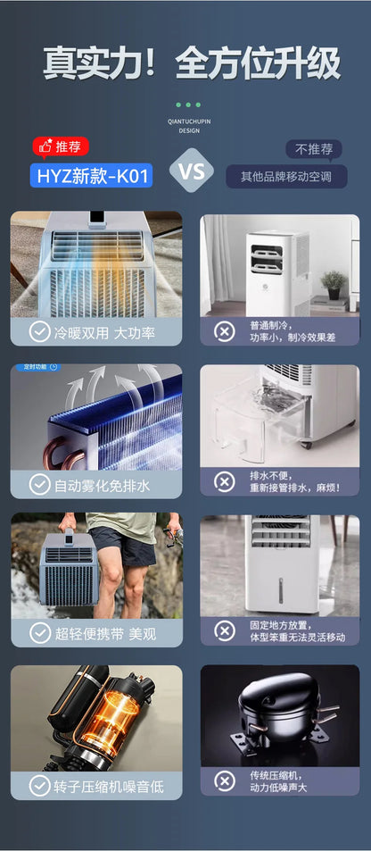 New Outdoor Portable Air Conditioner Compact Heating Cooling Mobile AC for Camping Tent
