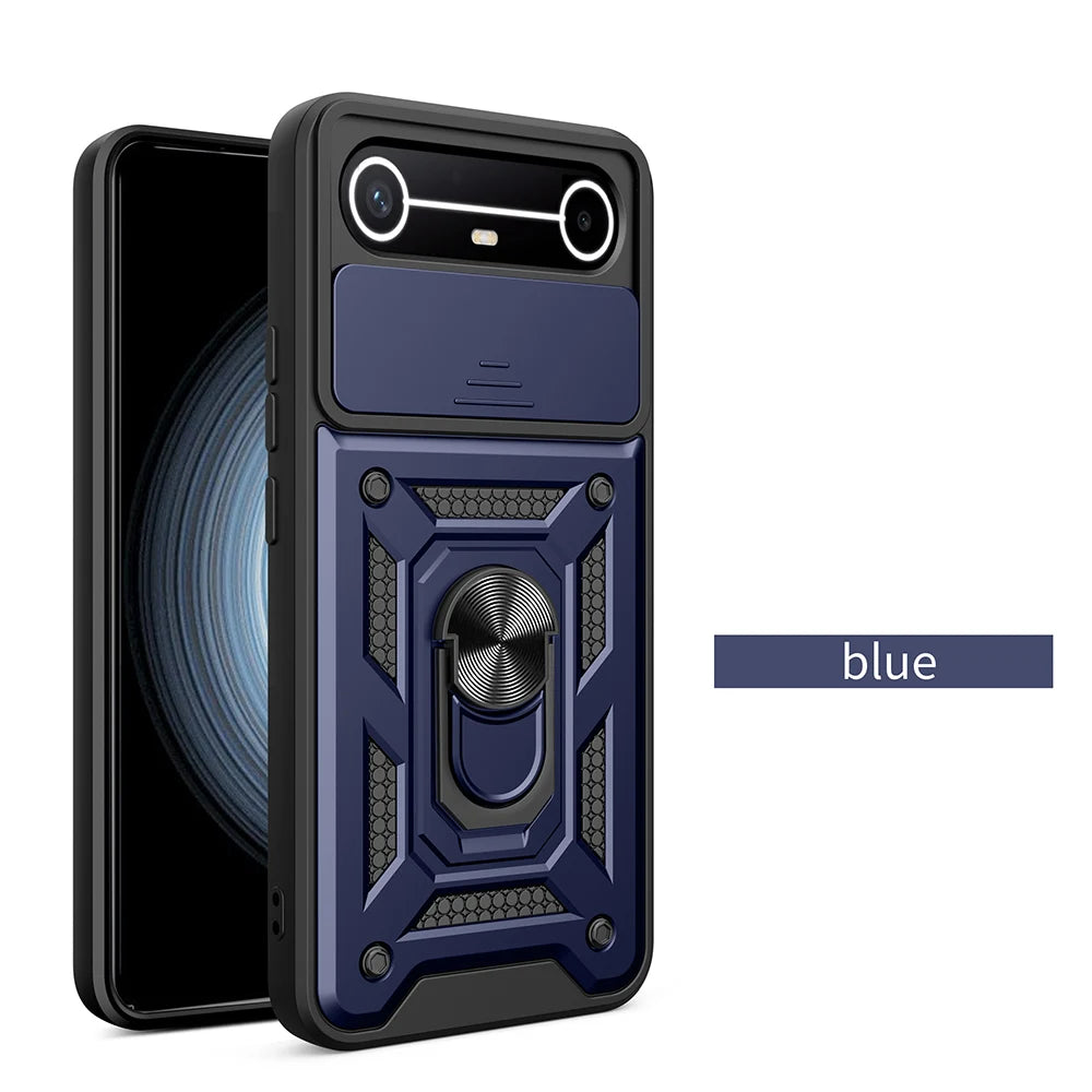 Slide Camera Cover for Tecno Spark Slim 4G Pova Slim 5G Case Ring Kickstand Holder Full Protective Shockproof Phone Capa Funda