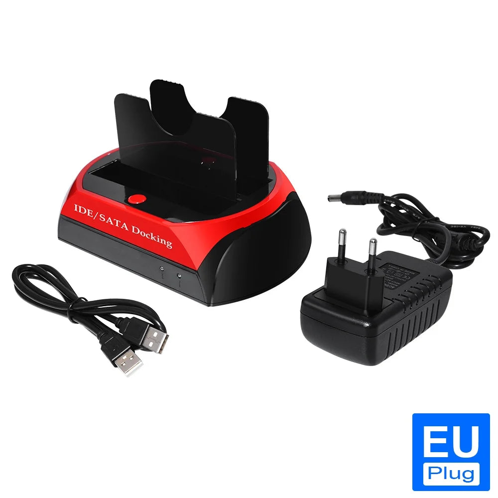 2.5 & 3.5 IDE/SATA Universal Hard Drive Dock - Dual-Disk, Dual-Use Serial & Parallel Ports for Maximum Mobility