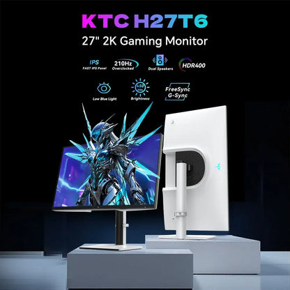 KTC H27T6 Flat Fast IPS QHD 2560*1440 @ 200Hz Overdrive to 210Hz, 1Ms GTG Response Time, 450 cd/nationwide, 27 "2K Gaming Monitor Dual Speakers flexible Stand VESA Mount, Advanced Adaptive Sync & HDR400 Supported