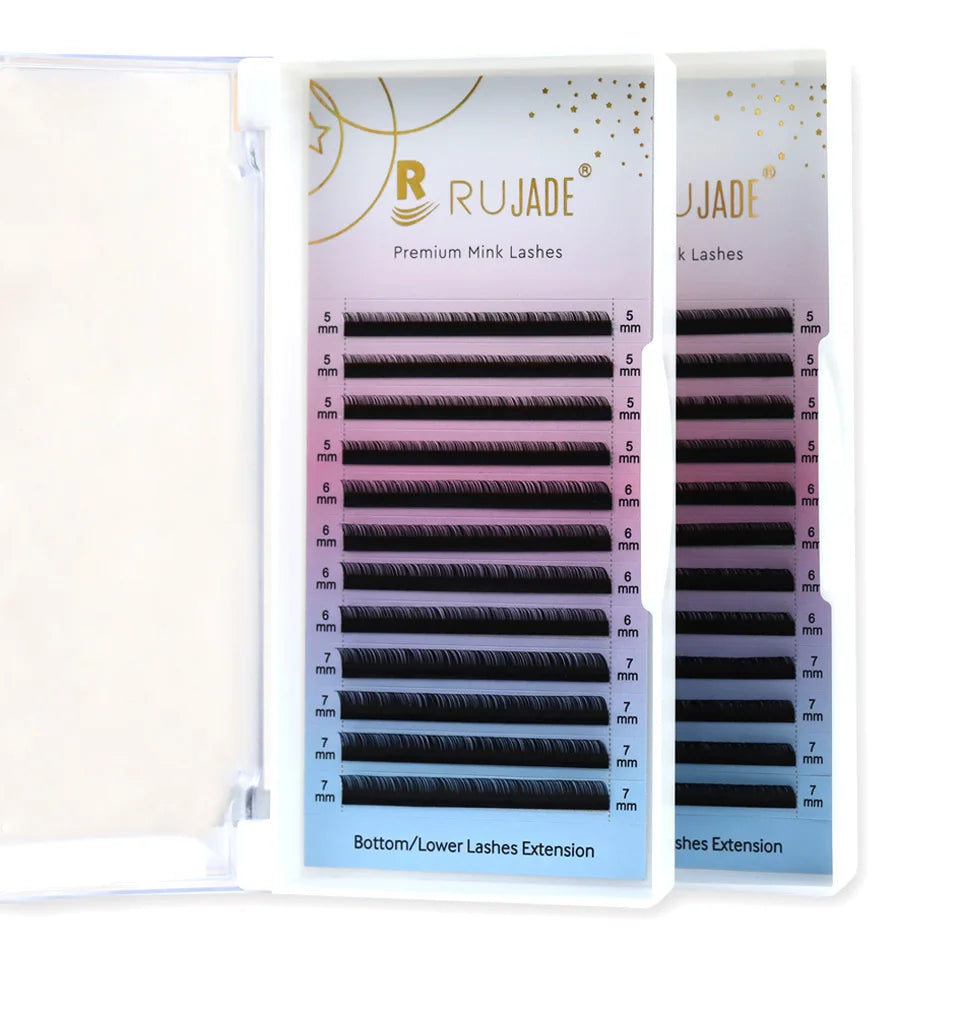 RUJADE Bottom Lower Eyelash 5-8mm Short Natural Individual Under Lashes Soft Professional Faux Mink Lash Extensions