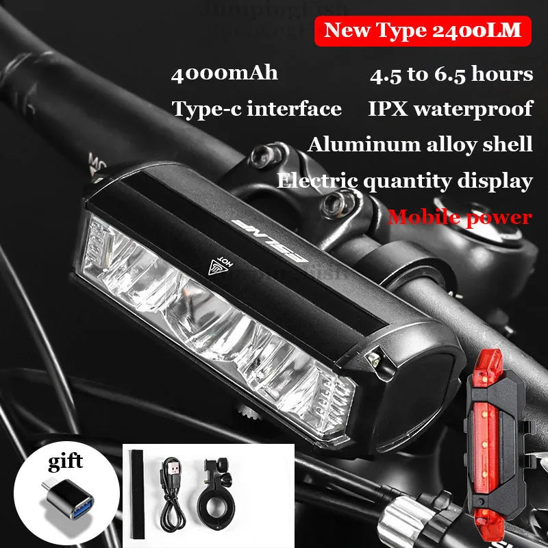 Bicycle Light Front 5200LM LED Light for Bicycle 8000mAh Mountain Cycle Headlight Lamp MTB Bike Light USB Flashlight Super Brigh