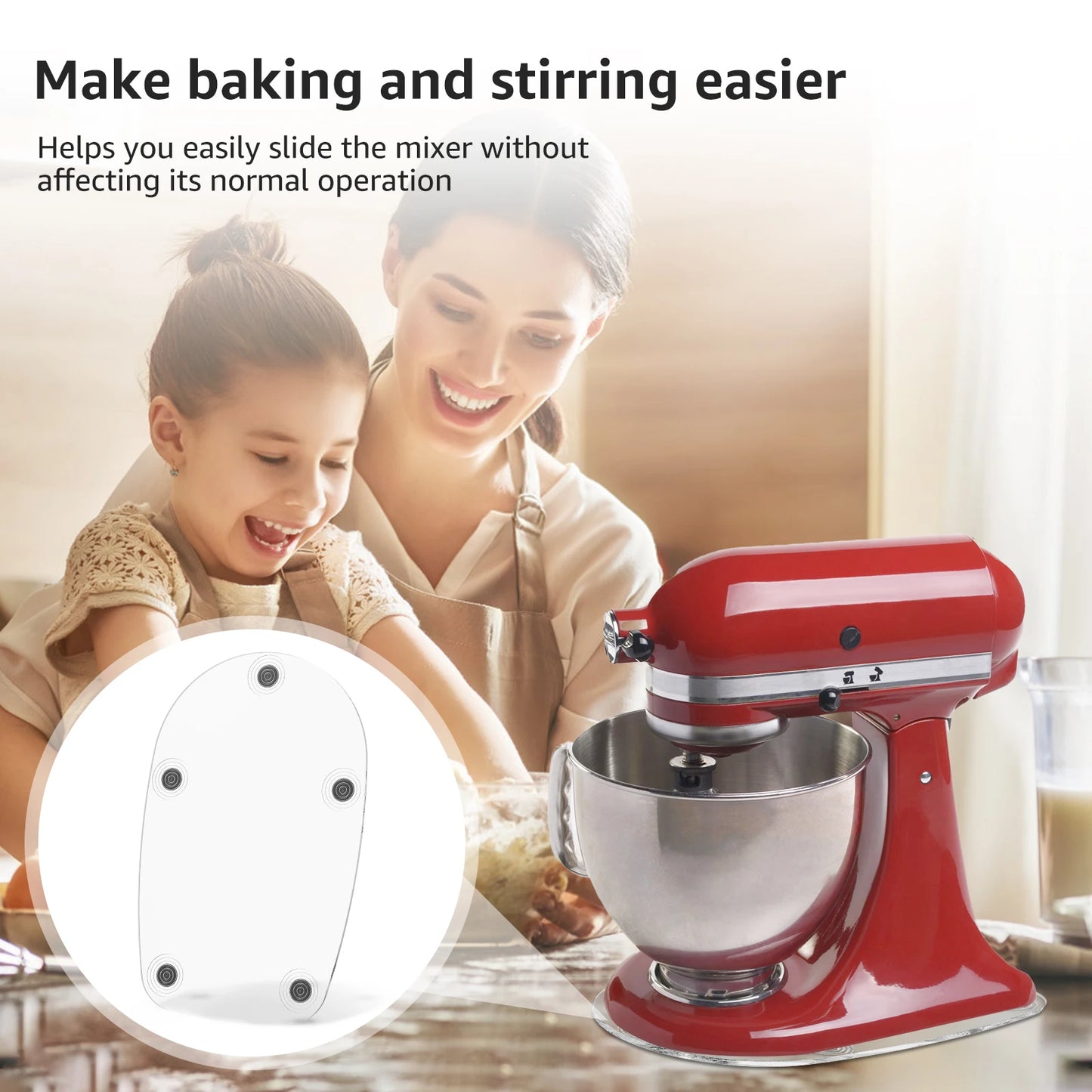 Mixer Slider Mat Tray Compatible for 4.5 QT Tilt Head Stand Acrylic/Wooden Mixer Mover Slider Pad Kitchen Appliance Accessories