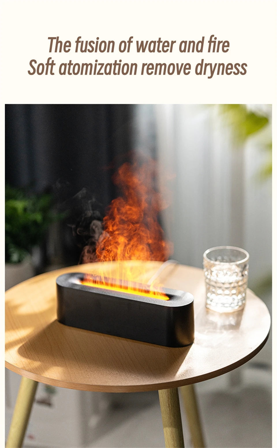 New 7 Colors Flame Lamp Air Humidifier Aromatherapy Diffuser USB Ultrasonic Cold Mist Sprayer Essential Oil Diffuser Humidifier