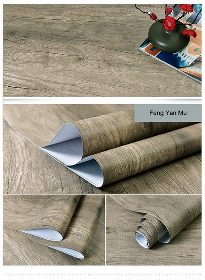 PVC Waterproof Self Adhesive Wallpaper Wall in Rolls Furniture Cabinets Vinyl Decorative Film Wood Grain Stickers For Home Decor