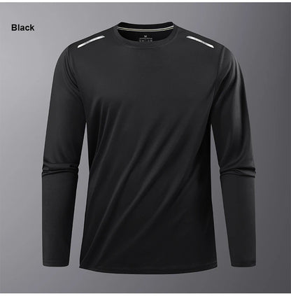 Long-Sleeved Ice Silk Breathable Running Top Round Neck Fitness Wear Quick-Drying Sports T-Shirt Thin Casual Quick-Drying