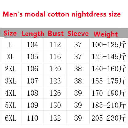 Plus Size 4XL 5XL Men's Summer Pajamas Modal Fabric Casual Soft Men's Nightgown Night Dress Male Oversized Bathrobe Mens Robe