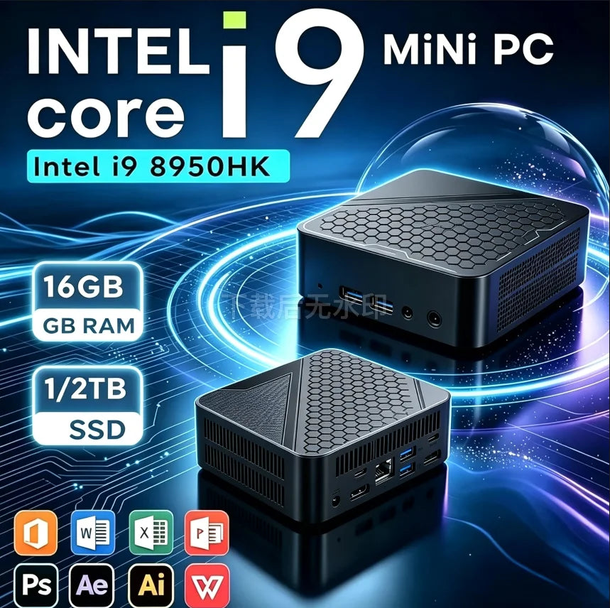 2026 Intel Core I9-8950HK Gaming Mini PC 16GB RAM 1TB/2TB SSD 4K WiFi6 BT5.2 Compact Mini Desktop Computer For Office Gaming