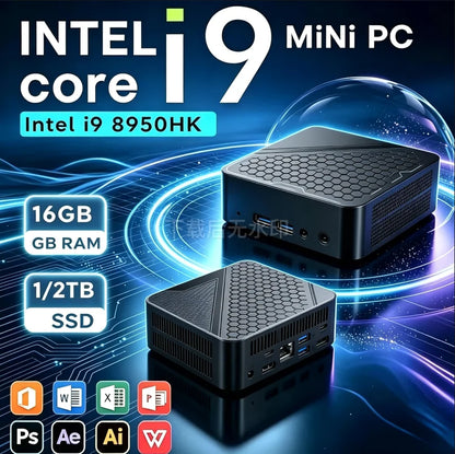 2026 Intel Core I9-8950HK Gaming Mini PC 16GB RAM 1TB/2TB SSD 4K WiFi6 BT5.2 Compact Mini Desktop Computer For Office Gaming