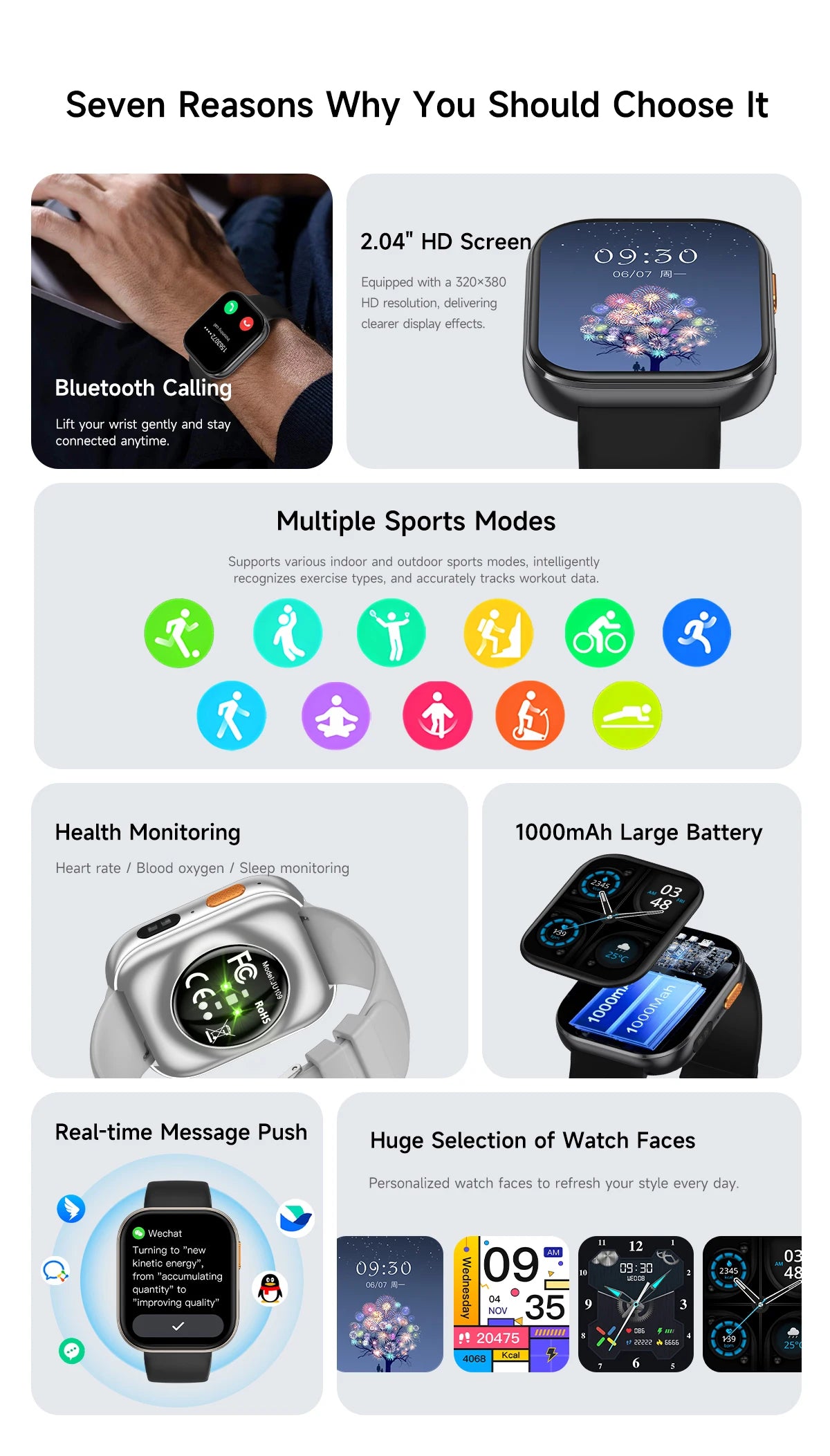 2026 2.04-inch Ultra Smart Watch 1000mAh High Capacity Battery Outdoor Sports Fitness Health Monitoring Smartwatch For Men Women