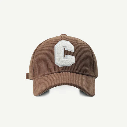 Big C Letter Corduroy Baseball Cap For Men Women Autumn Winter Adjustable Ponytail Sports Hat Unisex Hip Hop Caps Streetwear