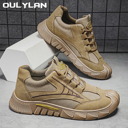 Oulylan Men's Lightweight Safety Shoes Breathable Low-Top Work Shoes Outdoor Fashionable Wear-Resistant Labor Protection Shoes