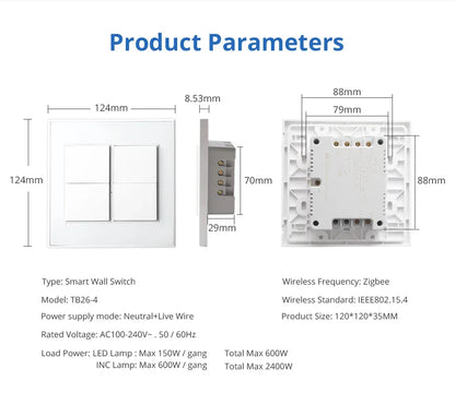 Zemismart Zigbee Interrupter 1 2 3 4 6 Gangs Light Switch Brazilian Wall switches Work with Tuya Smart Life Alexa Google Home
