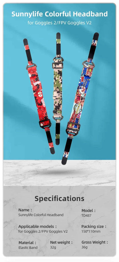Colorful Headband Soft Elastic Head Strap Adjustable for DJI Avata Goggles 2/FPV Goggles V2 Glasses Accessories