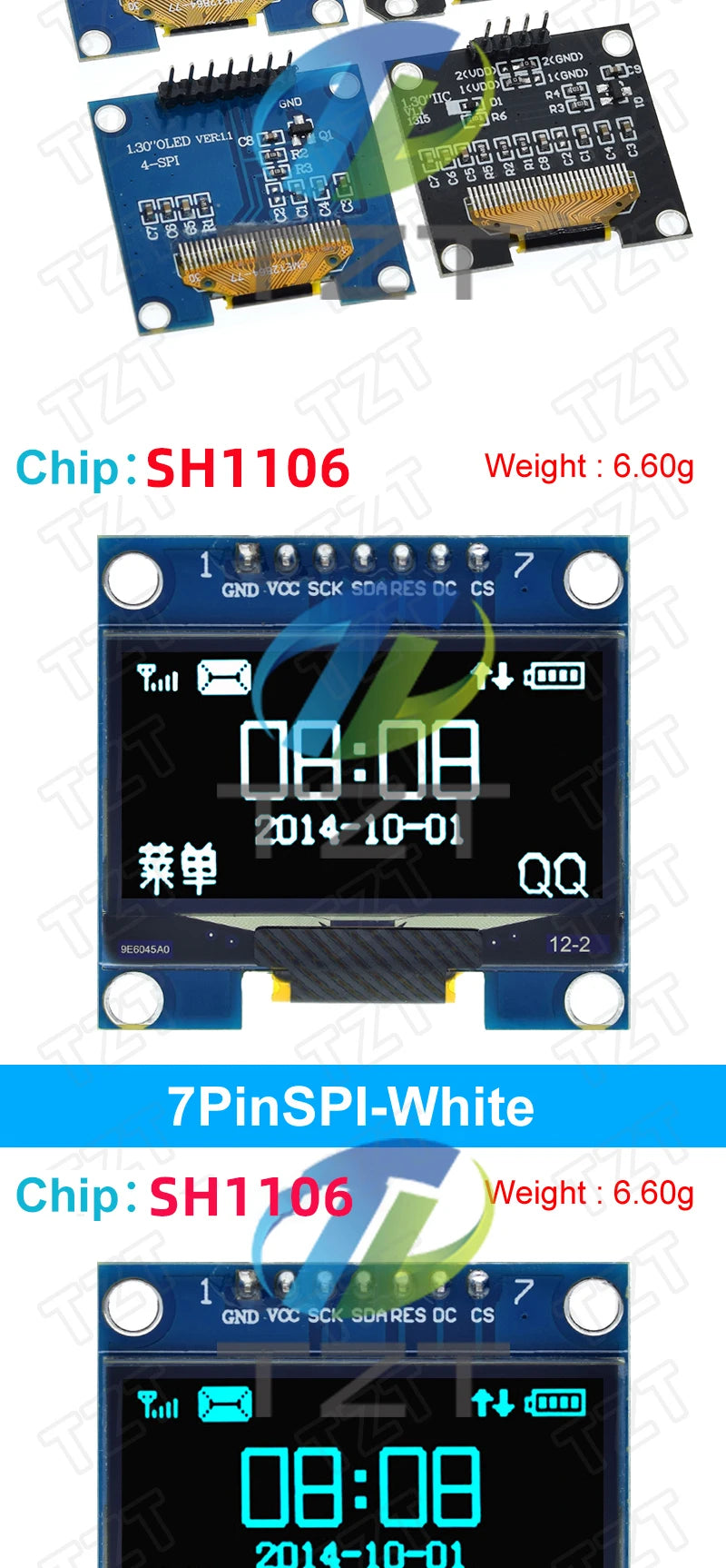 1.3 inch OLED module SPI/IIC I2C Communicate white/blue color 128X64 1.3 inch OLED LCD LED Display Module 1.3" OLED Module