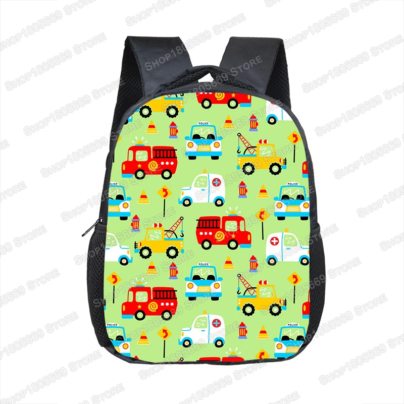 Truck/Ambulance/Car/Tractor Backpack Children's 12 Inch Kindergarten School Bag Cartoon Printing Excavator Backpack