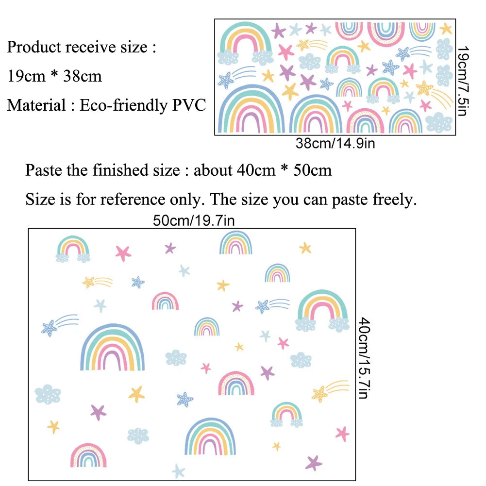 Rainbow Clouds Stars Luminous Wall Sticker Baby Kids Room Decoration Decals Bedroom Background Decor Glow In The Dark Wallpaper