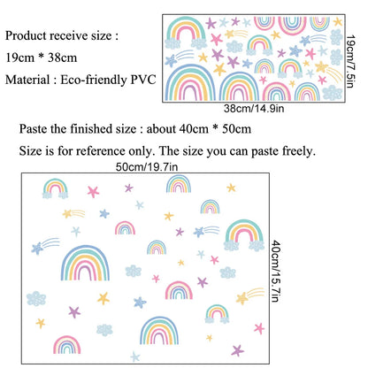 Rainbow Clouds Stars Luminous Wall Sticker Baby Kids Room Decoration Decals Bedroom Background Decor Glow In The Dark Wallpaper
