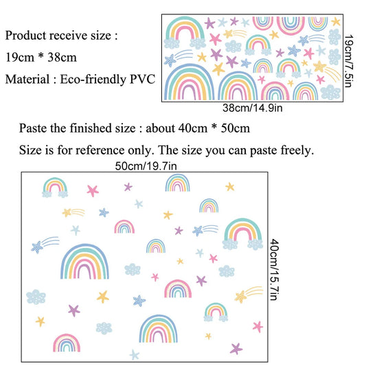 Rainbow Clouds Stars Luminous Wall Sticker Baby Kids Room Decoration Decals Bedroom Background Decor Glow In The Dark Wallpaper