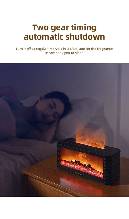 250ml Flame Fireplace Aroma Humidifier Colorful Light Aromatherapy Essential Oil Diffuser with Timed Auto Off for Home Bedroom