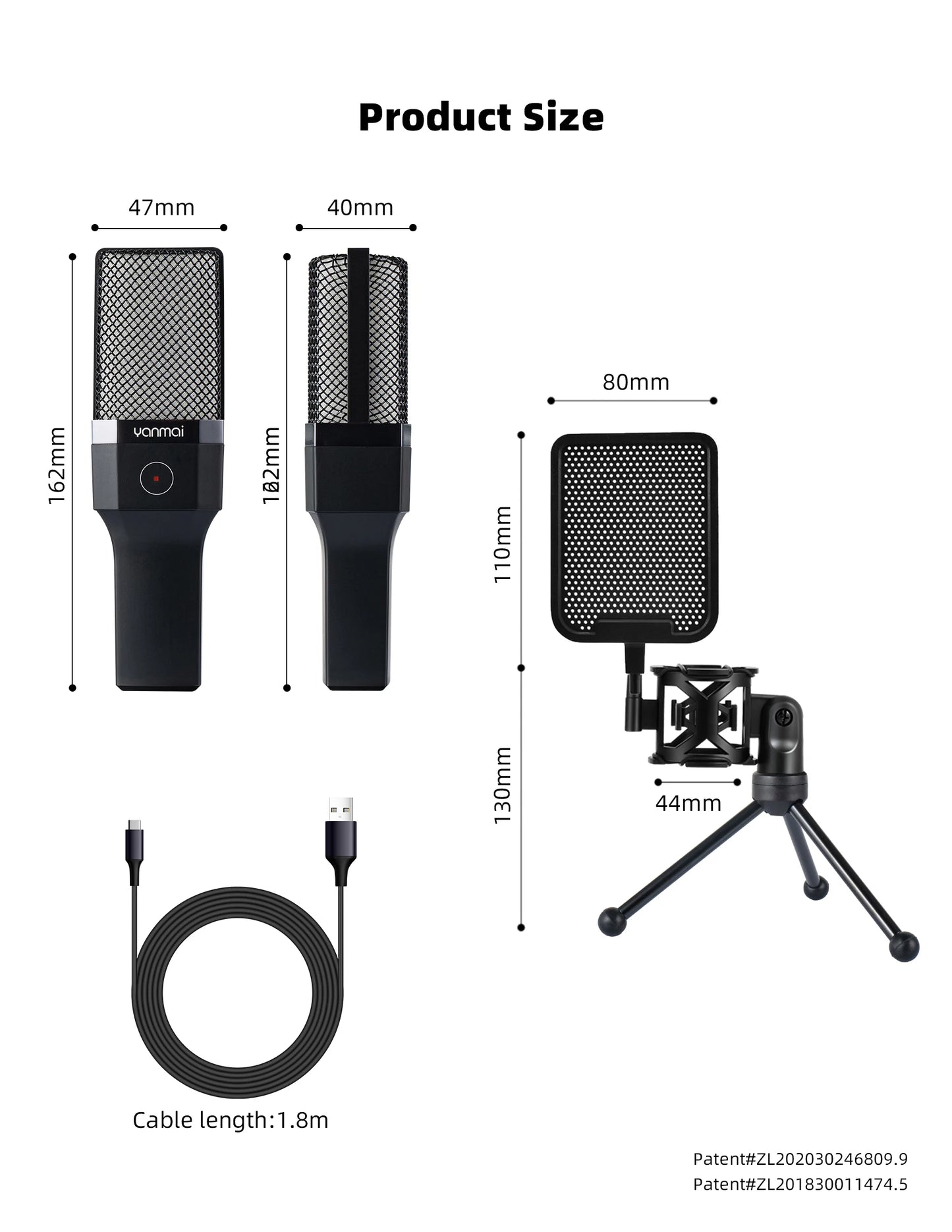 Professional Microphone Condenser Gaming Mic PC Laptop Computer USB Wired Streaming Studio Podcast Mike Kit Gamer RGB PC Karaoke
