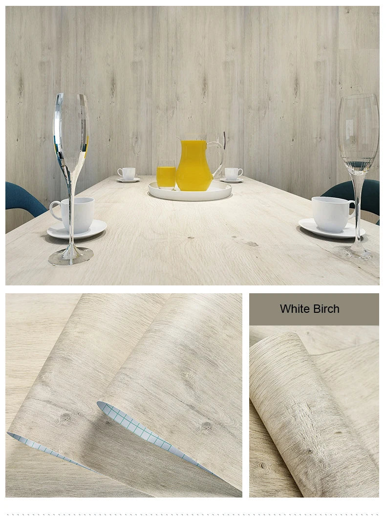 PVC Waterproof Self Adhesive Wallpaper Wall in Rolls Furniture Cabinets Vinyl Decorative Film Wood Grain Stickers For Home Decor