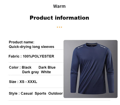 Long-Sleeved Ice Silk Breathable Running Top Round Neck Fitness Wear Quick-Drying Sports T-Shirt Thin Casual Quick-Drying