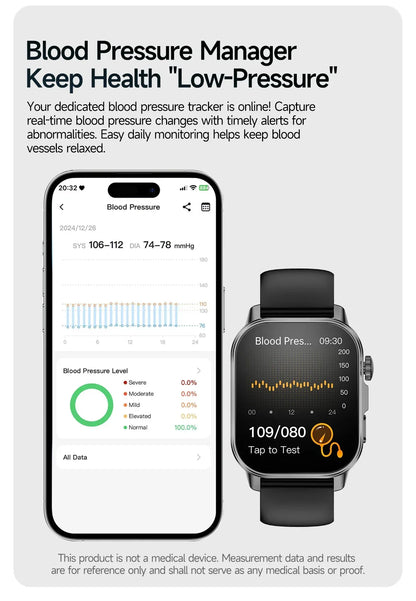 2026 New Health Smart Watch Precise Measurement ECG+PPG Blood Pressure Uric Acid Body Fat Analysis call SmartWatch For Men Women