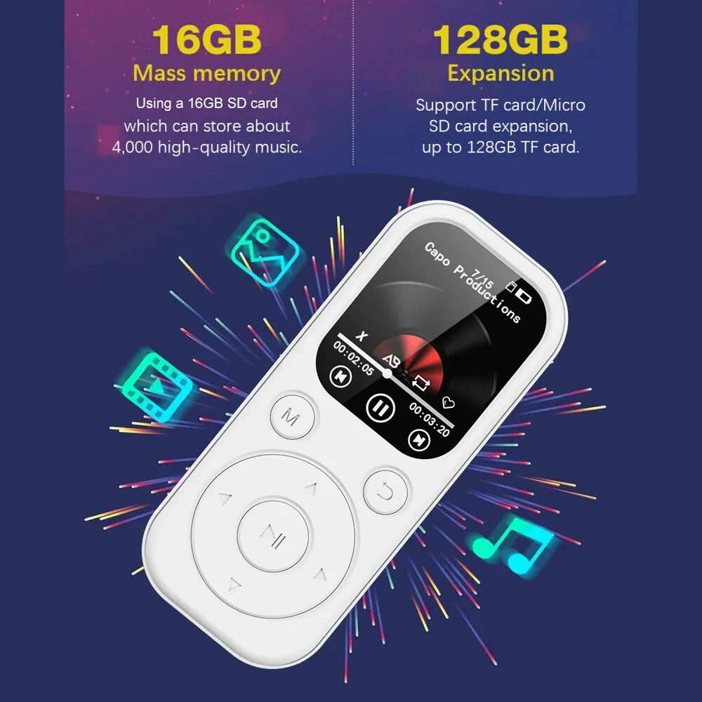Bluetooth 5.4 MP3 MP4 Player Portable LCD Screen Music Player Stereo HiFi Speaker Support TF FM Radio Video E-Book Recording