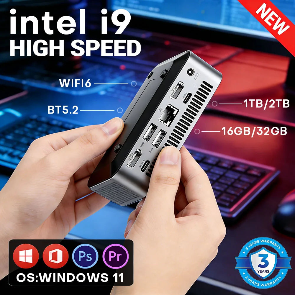 TOP MiniPC Windows 11 Intel Core i9 10980HK IntelN150 Pocket Computer 16GB 32GB RAM 1TB 2TB SSD minipc 1000M Ethernet Desktop PC