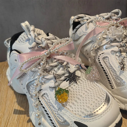 New Pearl Flower Shoes Accessories Fruit Crystal Shoe Charm Buckle Shoe Laces Charms for Sneakers Decorations 1Pcs