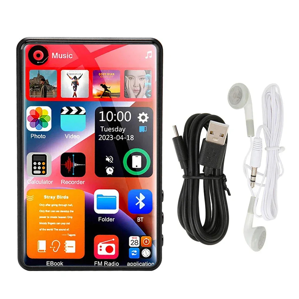 4 Inch Full Touch Screen MP3 Player Bluetooth 5.2 Walkman MP4 16GB Built-in Speaker Music Player with FM Radio Recorder E-Book