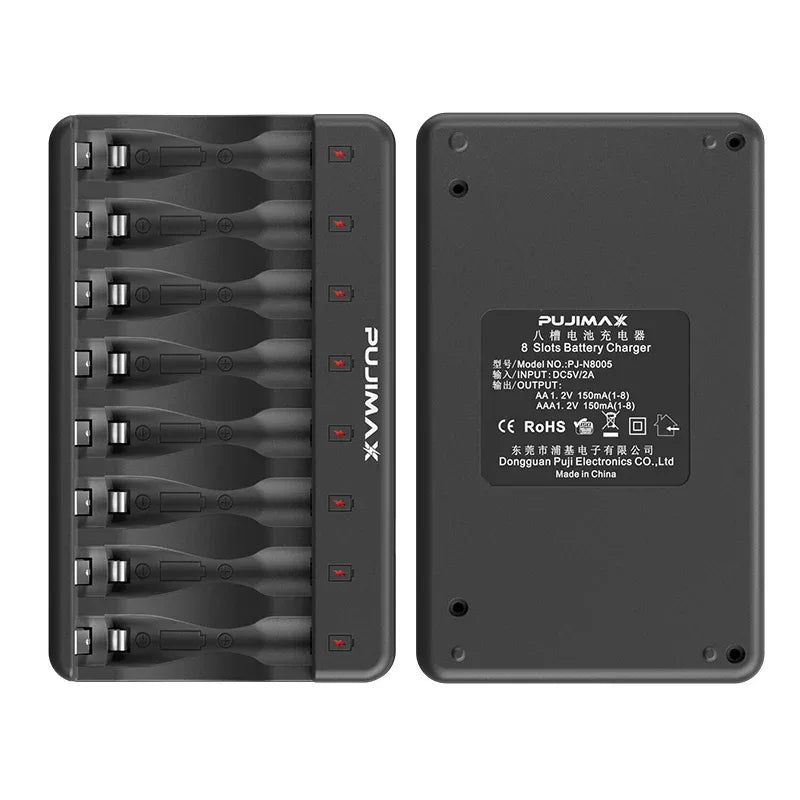 PUJIMAX 8-Slots 1.2V LCD Display Smart Battery Charger For AA/AAA NiMh NiCd  Rechargeable Batteries aa aaa Batteries Charger