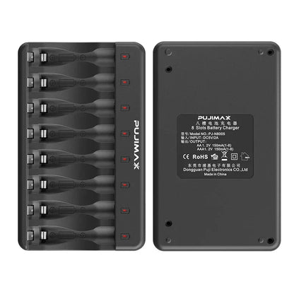 PUJIMAX 8-Slots 1.2V LCD Display Smart Battery Charger For AA/AAA NiMh NiCd  Rechargeable Batteries aa aaa Batteries Charger