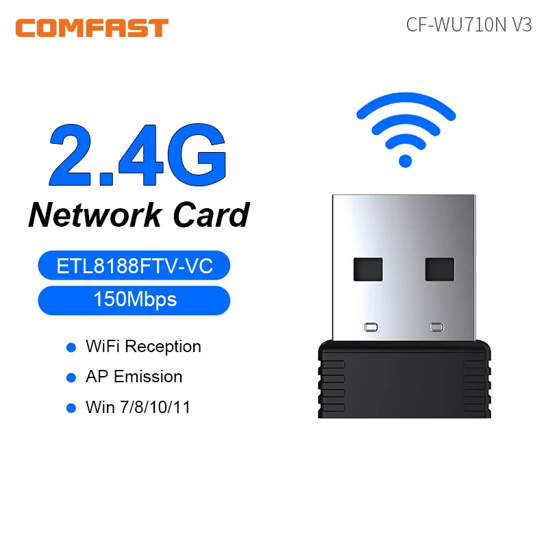 COMFAST WiFi 6 Wi-Fi Adapter Mini AX600 Network Card USB WIFI Dongle 2.4GHz Cle Wi-Fi Lan Adapter Driver Free 600M WIFI Receiver