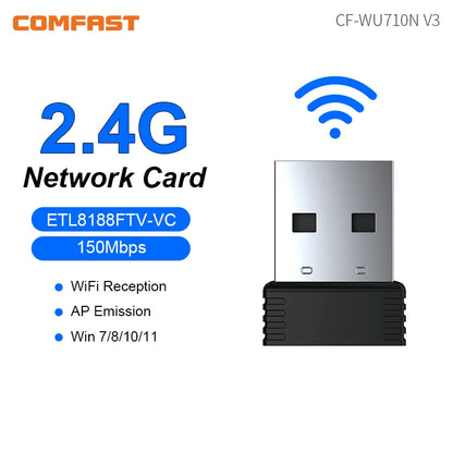 COMFAST WiFi 6 Wi-Fi Adapter Mini AX600 Network Card USB WIFI Dongle 2.4GHz Cle Wi-Fi Lan Adapter Driver Free 600M WIFI Receiver