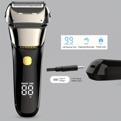 Electric Razor for Men, Wet & Dry Foil Shaver with 3-Blade & Edge Shaving Area, 7500 RPM High Speed Motor, Digital Power Display