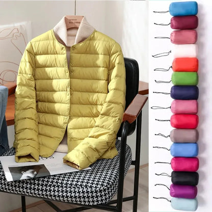 Light Down Coat Spring Autumn Warm Women White Duck Down Slim Jackets Female Fashion Ultra Lightweight Packable Puffer Coats