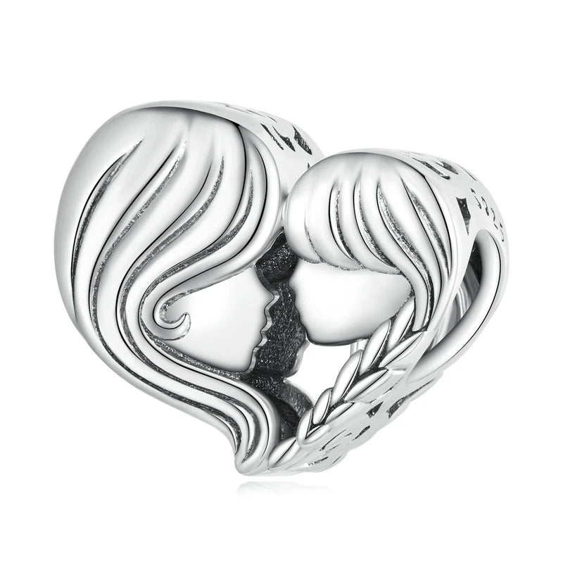 WOSTU Real 925 Sterling Silver Heart Pendents Gifts Charms Beads Fit Original DIY Bracelet Necklace Mother's Day Jewelry for Mom