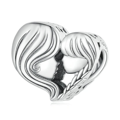 WOSTU Real 925 Sterling Silver Heart Pendents Gifts Charms Beads Fit Original DIY Bracelet Necklace Mother's Day Jewelry for Mom