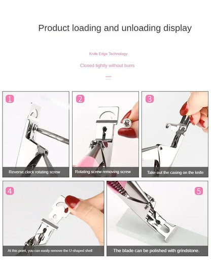 Professional U-Shaped False Nail Cutter, Straight Edge Fake Nail Tip Clipper, Manicure Pliers Nail Capsule Guillotine Tool