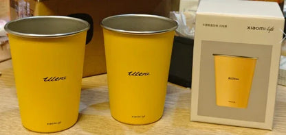 Mijia Life Ultra Yellow 304 Stainless Steel Drinking Cup 350ML Single-layer Rolled Edge Beer Outdoor Car Stacked Cold Drink Cup