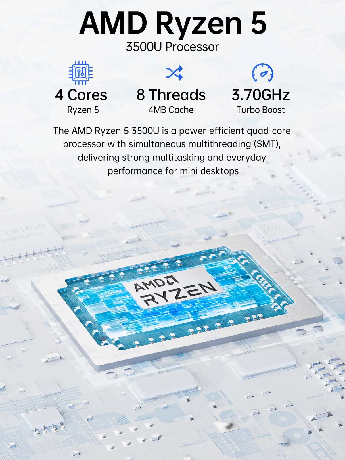 GMKtec G10 AMD Ryzen 5 3500U Mini PC Dual Channel DDR4 2400MT/s NVMe SSD Win 11 Pro WiFi BT 2.5Gbps LAN Desktop Office Computer