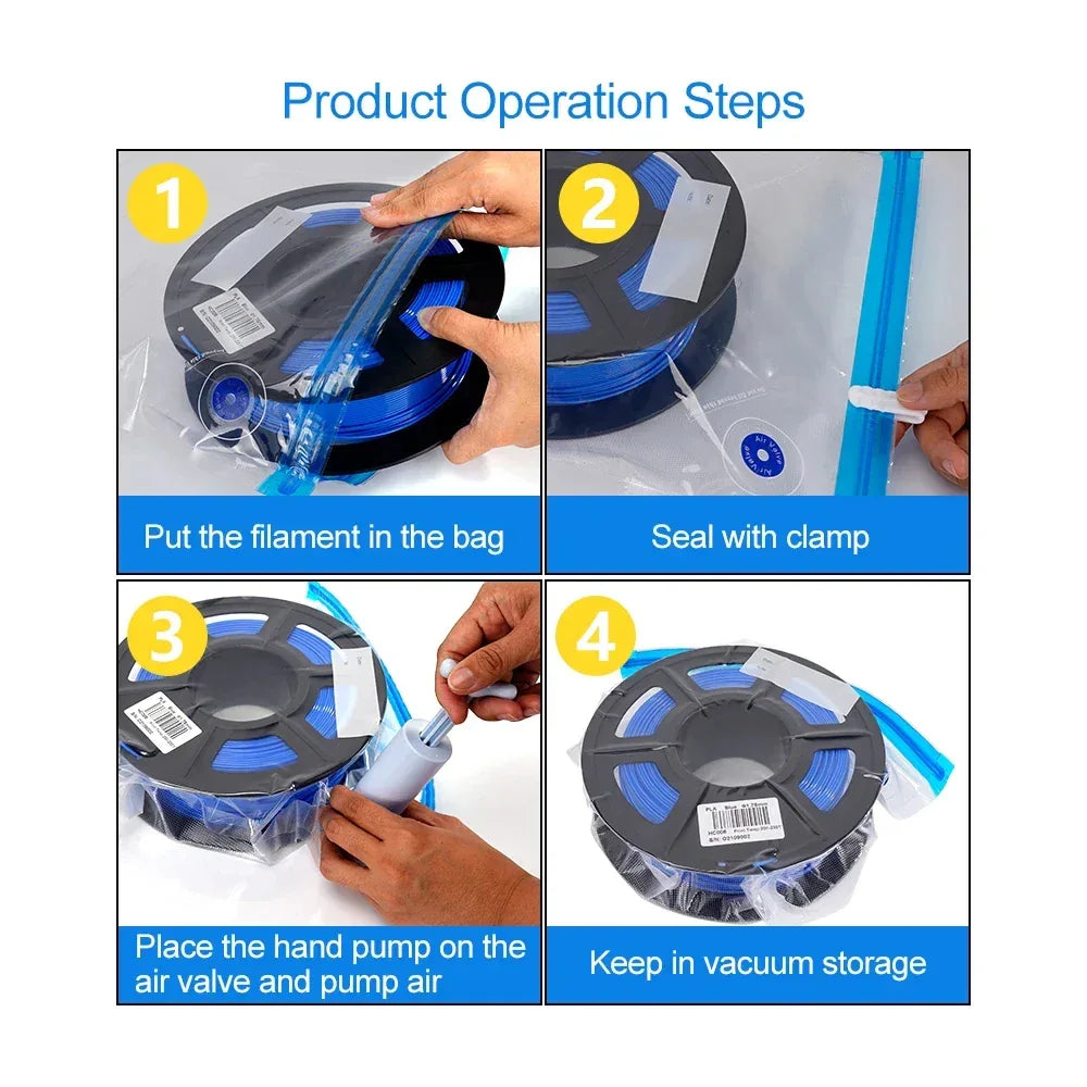 Reusable Vacuum Storage Bags 3D Printer Filament Electric Vacuum Pump Air Valve Pump Sealing Vegetables Food Storage Zipper Bag