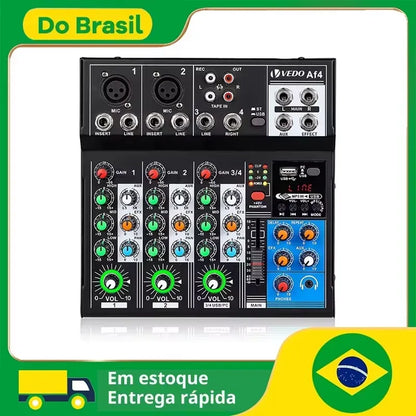 VEDO AF4 Mixer Analog Mixer Merged Digital Sound Card 4 Channels Personalized Function Settings Analog Mixing Console For Live