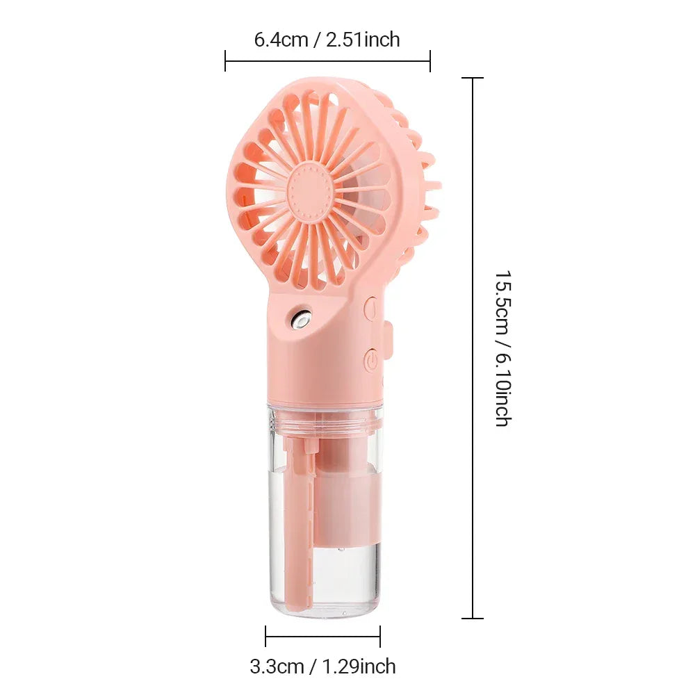 Portable Water Mist Fan USB Charging Handheld Mini Quiet Air Cooling Fan 4 Speed Humidification Spray Fan for Home Office Dorm