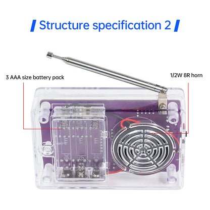 DIY FM Radio Electronic Kit  87-108MHz Adjustable Frequency Digital Display Soldering Project Practice Solder RDA5807S