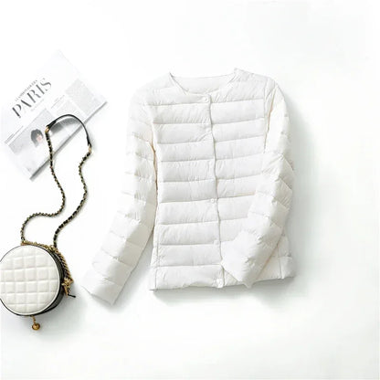 Light Down Coat Spring Autumn Warm Women White Duck Down Slim Jackets Female Fashion Ultra Lightweight Packable Puffer Coats