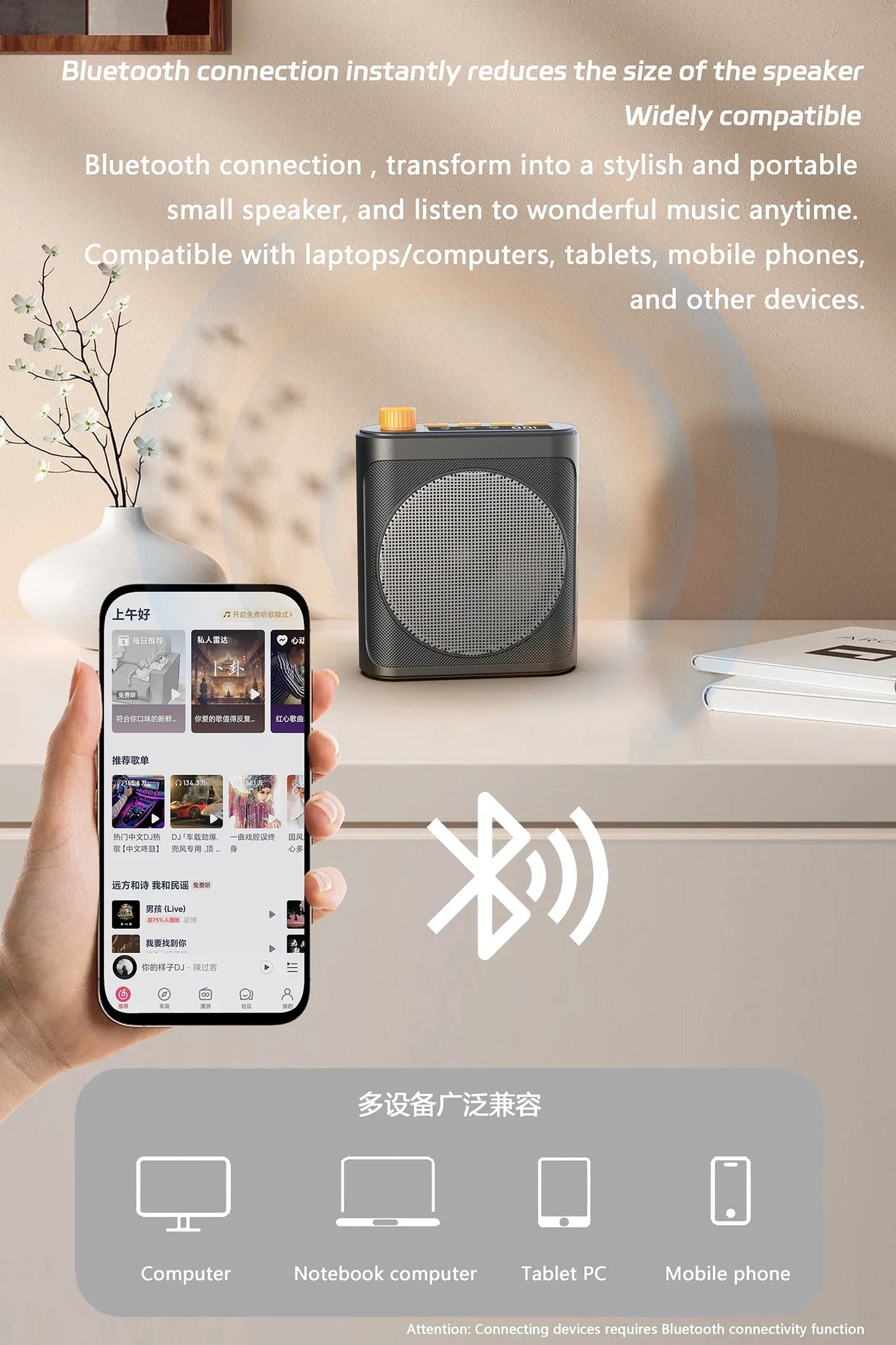 Mini Wireless Megaphone Speaker With Lavalier microphone Portable Voice Amplifier for Teachers, Elderly, Tour Guides, Coaches,