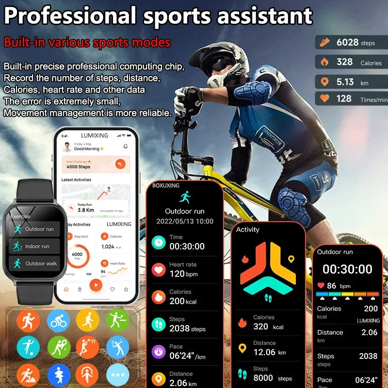 New Bip 6 Pro Smart Watch Men Outdoor Sports Fitness Track IP68 Waterproof Heart Rate BT Call 700 mAh Battery Smartwatches Women